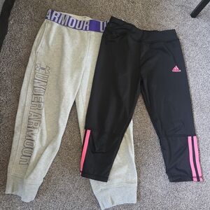 Under Armour Gray Joggers and Adidas Black Leggings Set
